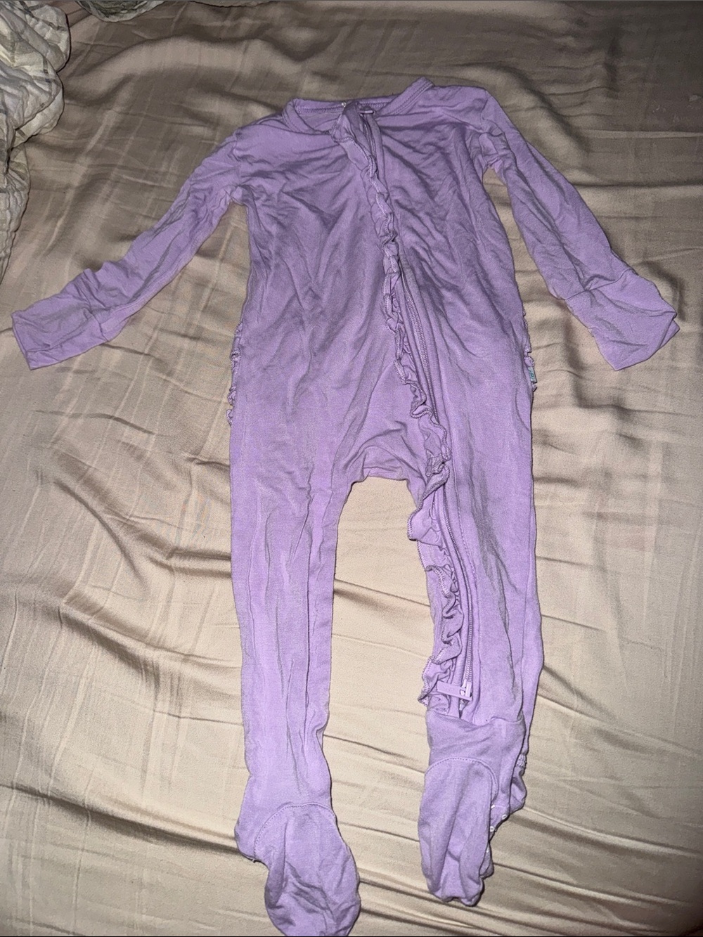 Posh Peanut (bamboo) Lavender Ruffle Butt Footed Baby Romper